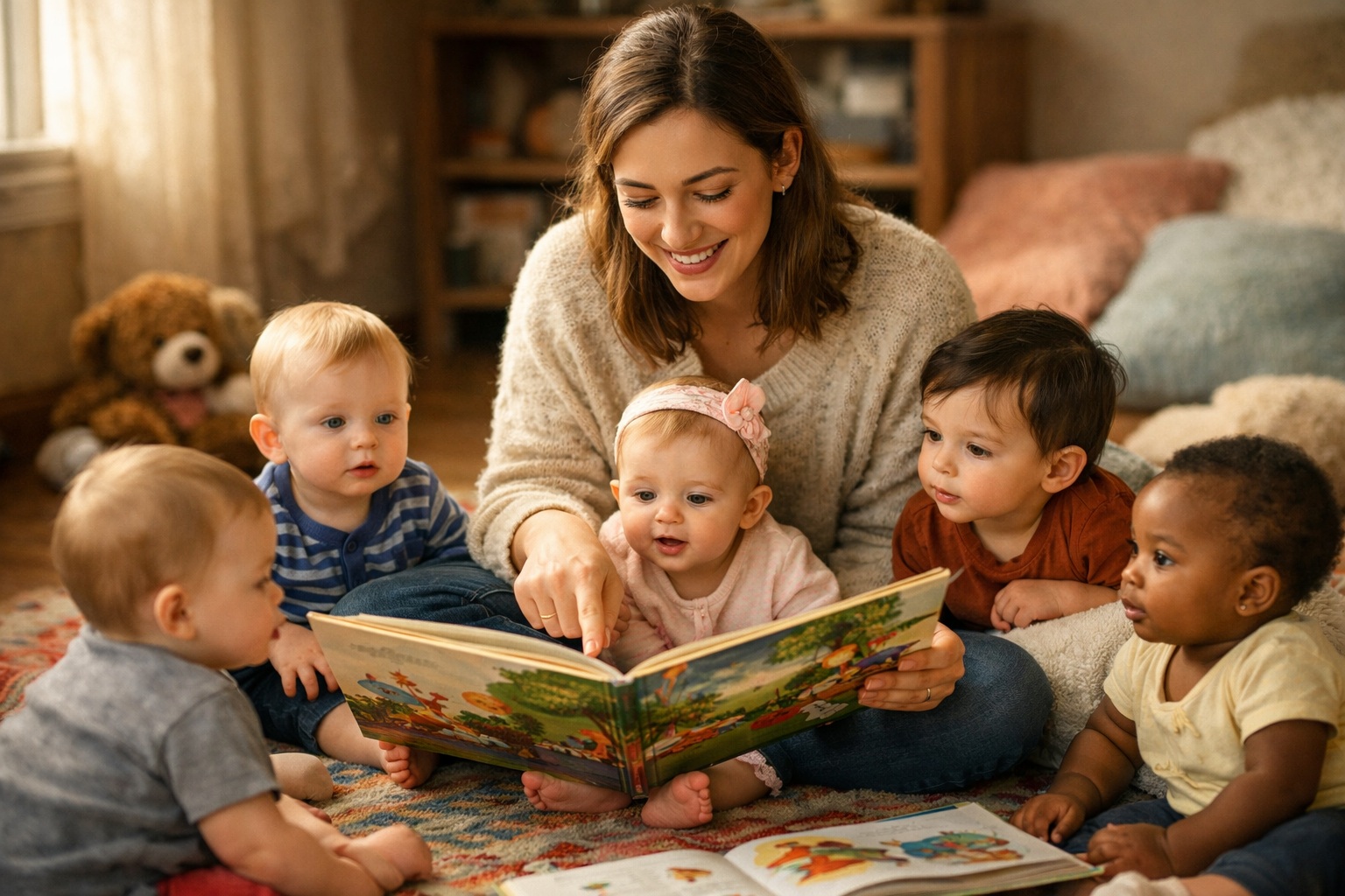Éveil au livre — moment doux avec un enfant et un livre illustré